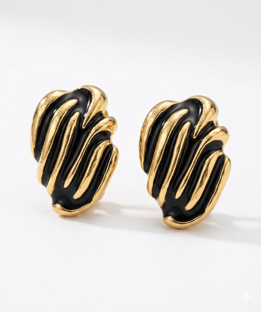 Black Velvet Wave Studs