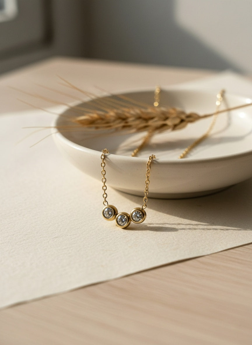 Triple Stone Drop Pendant