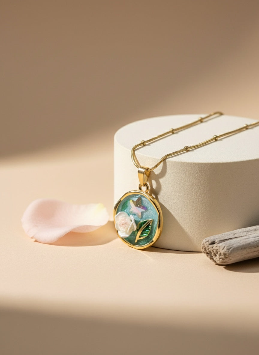 18K Gold Plated Floral Charm Pendant