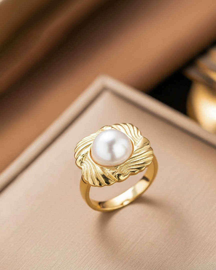 Golden Grace Pearl Ring