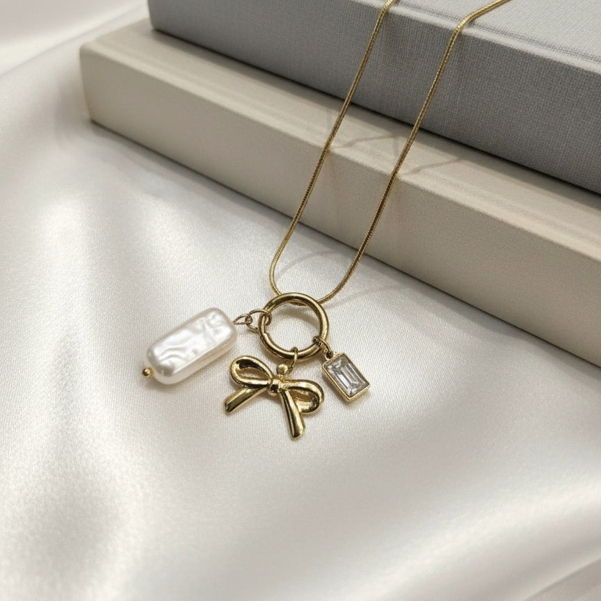 Triple Charm Pearl Pendant