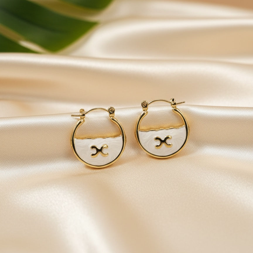 White Enambled Studs