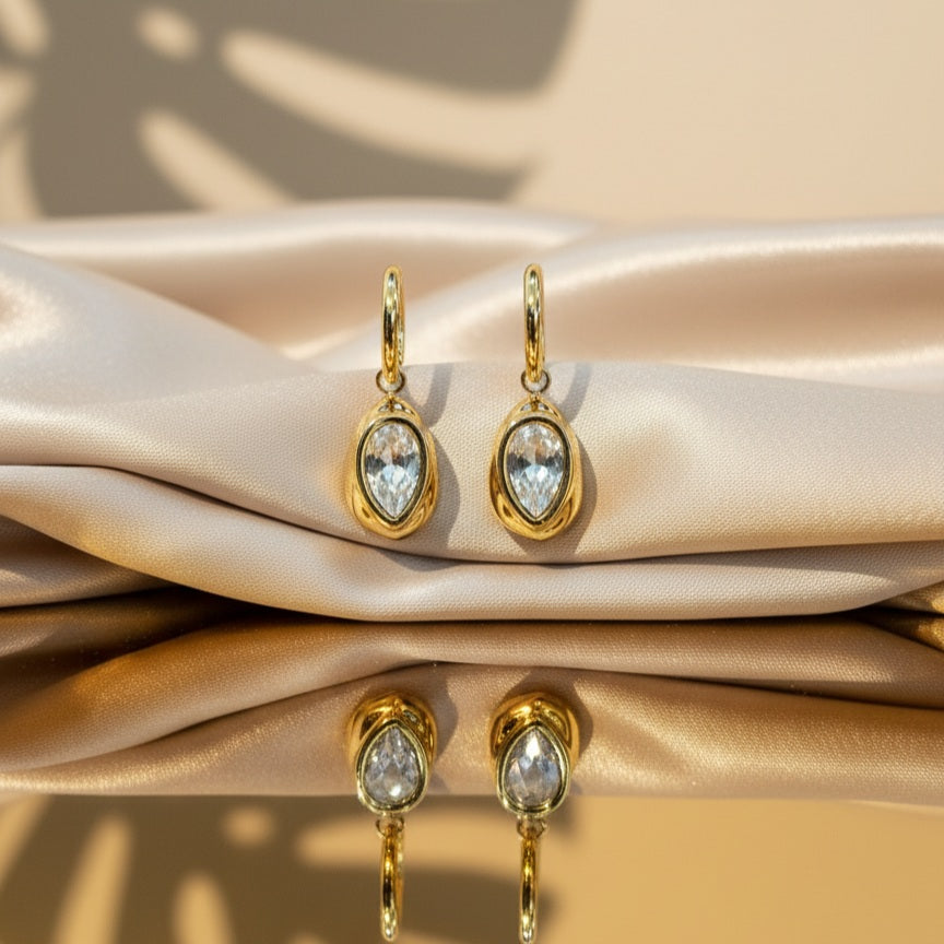 Big Stone Drop Earrings