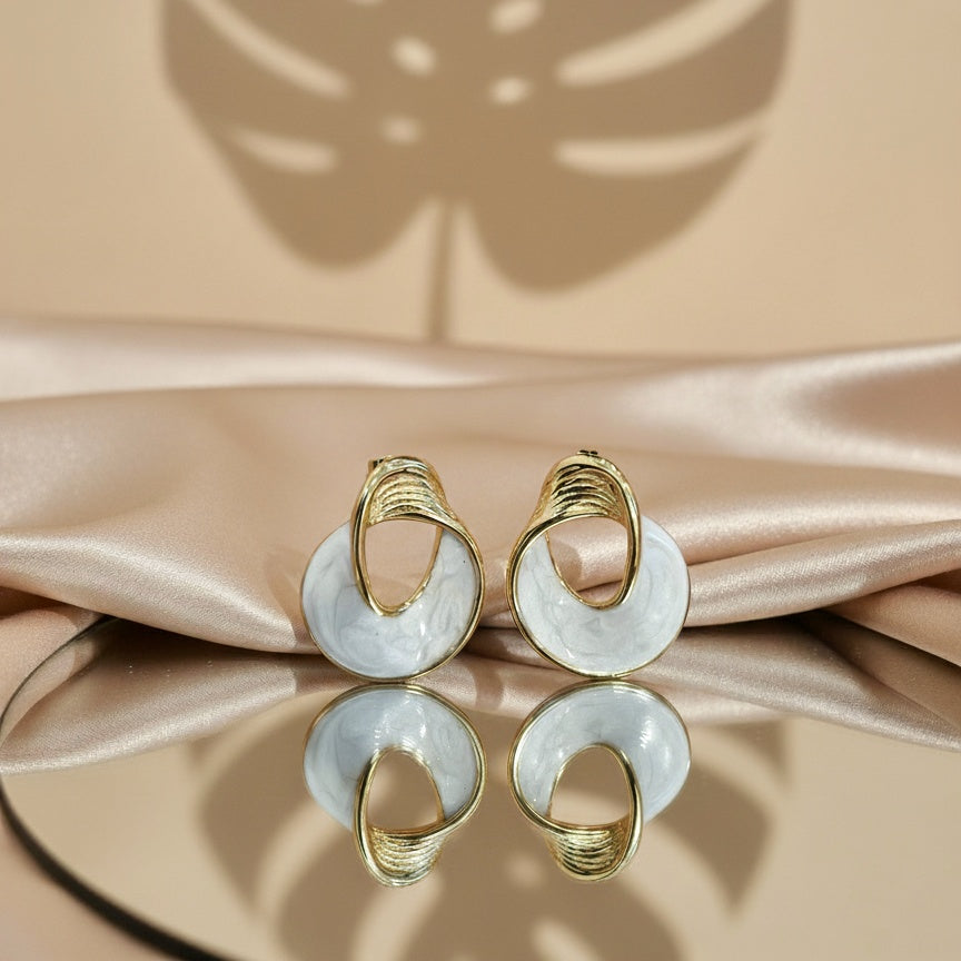 White Enambled Earrings | Anti Tarnish