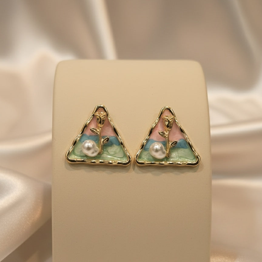 Floral Enameled Earrings