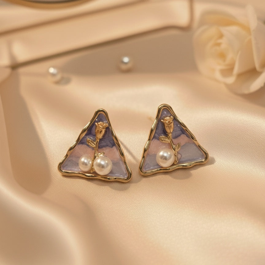 Floral Enameled Earrings