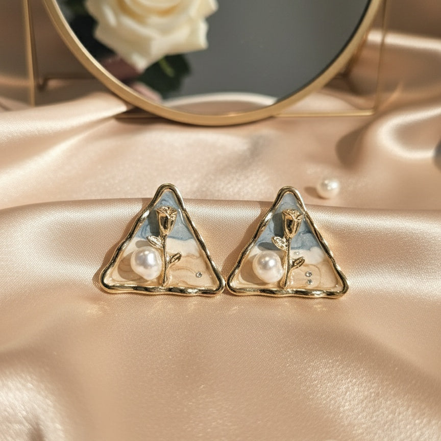 Floral Enameled Earrings