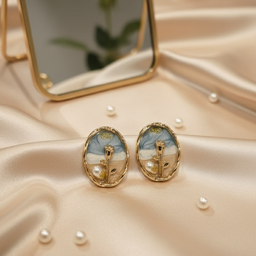 Floral Sand Textured Earrings