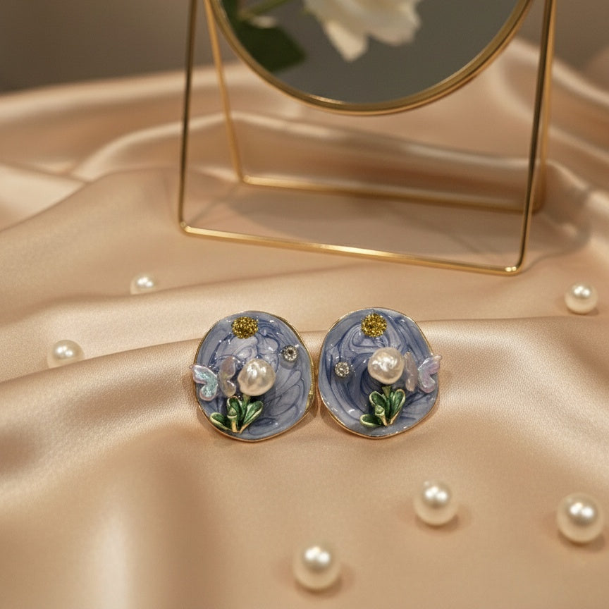 Round Pearl Earrings