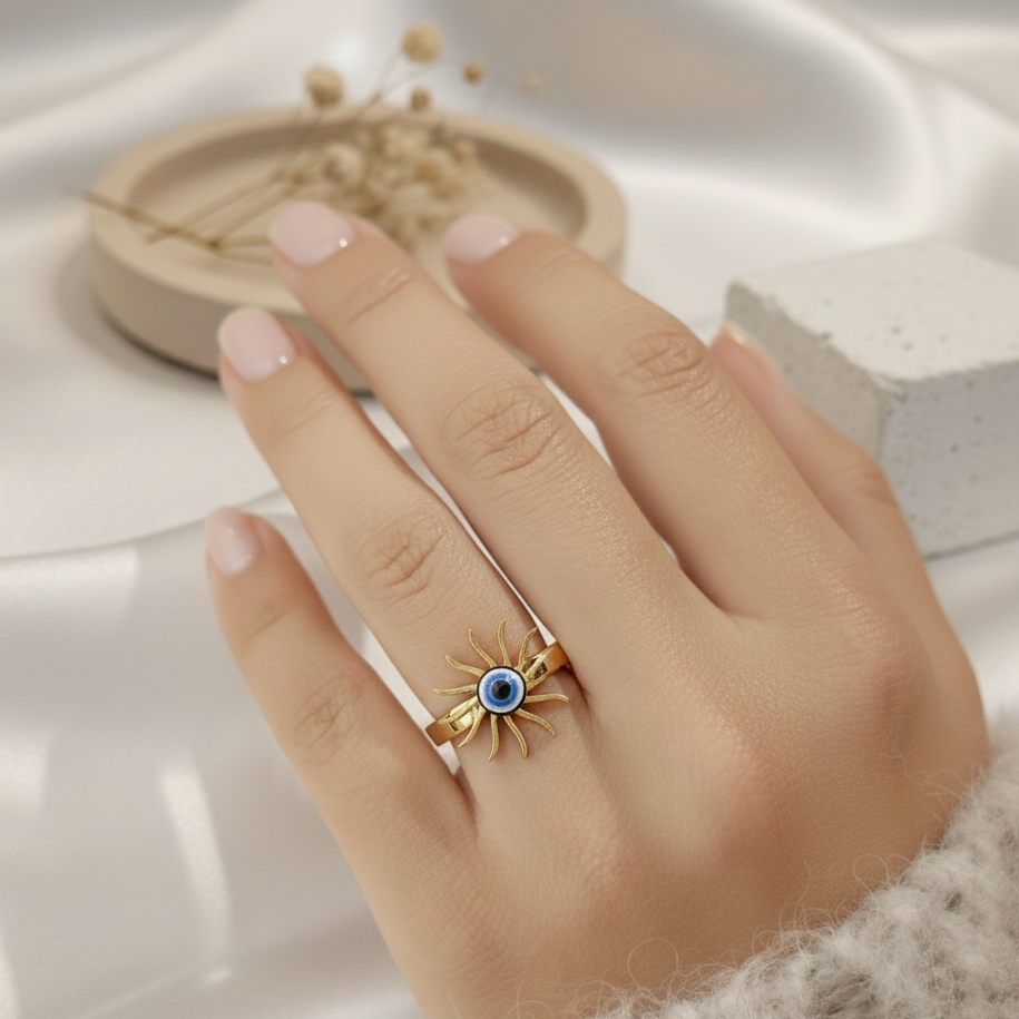 Evil Eye Anti Tarnish Ring