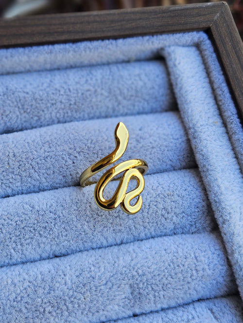 Modern Snake Design Gold Ring