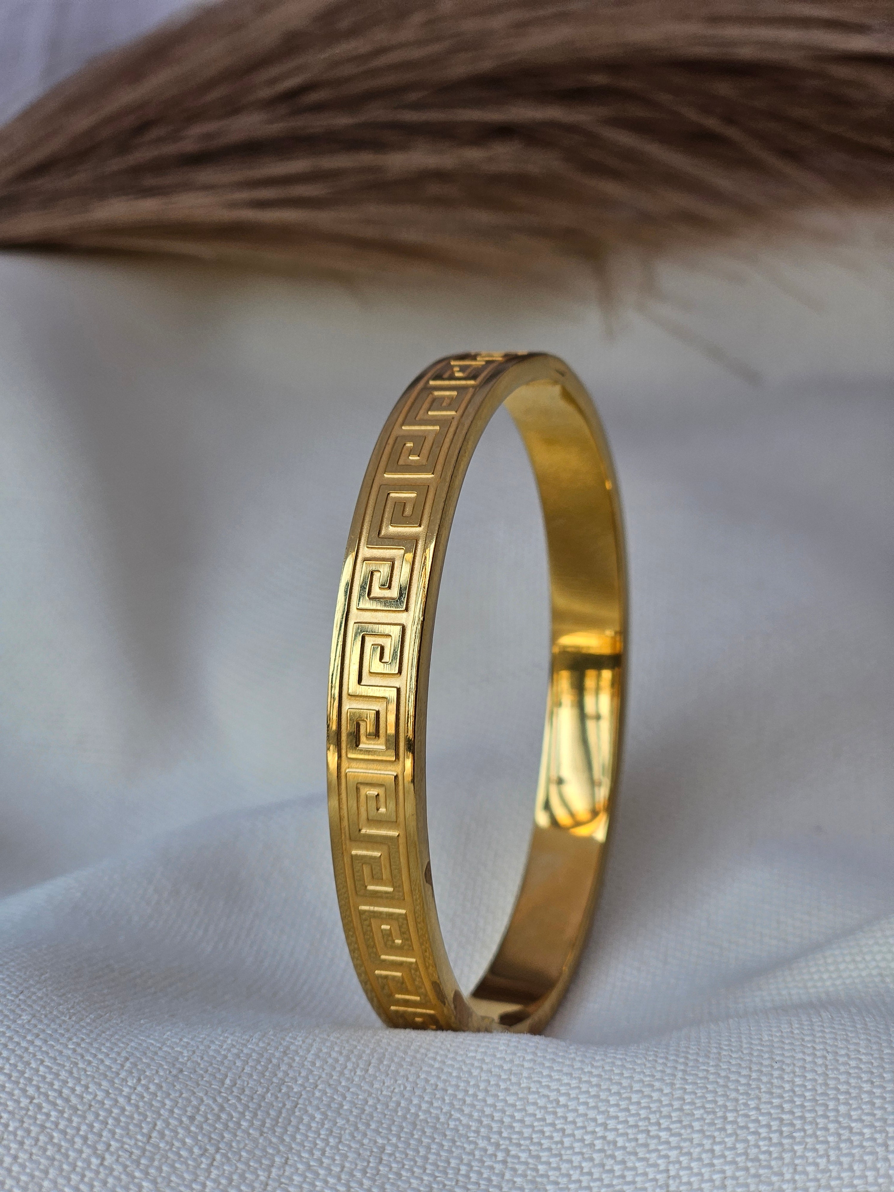 Gold Greek Key Bangle