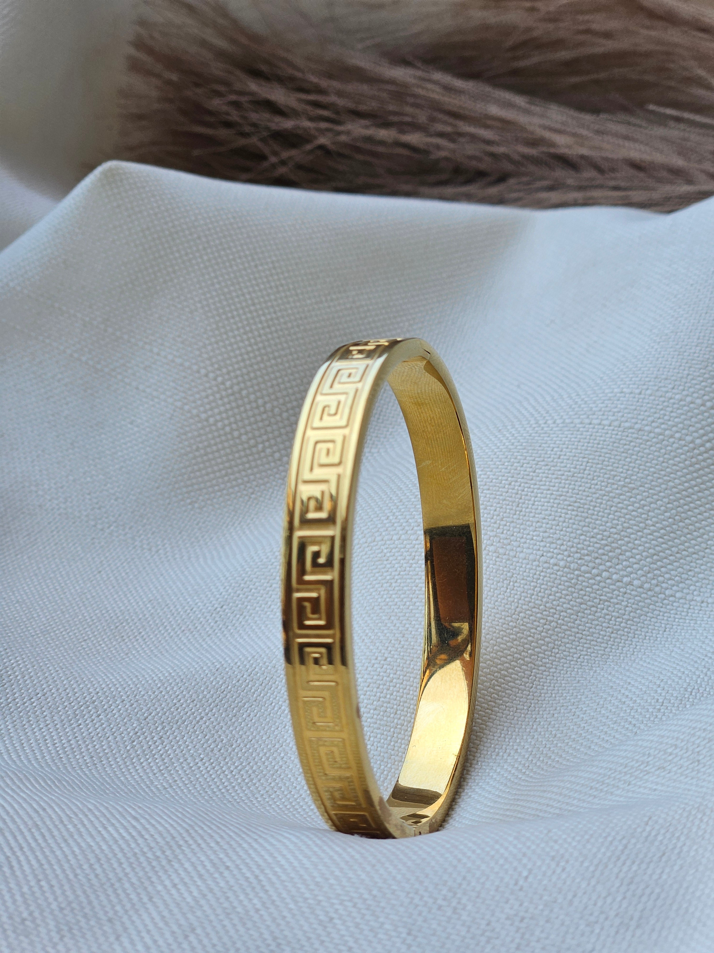Gold Greek Key Bangle
