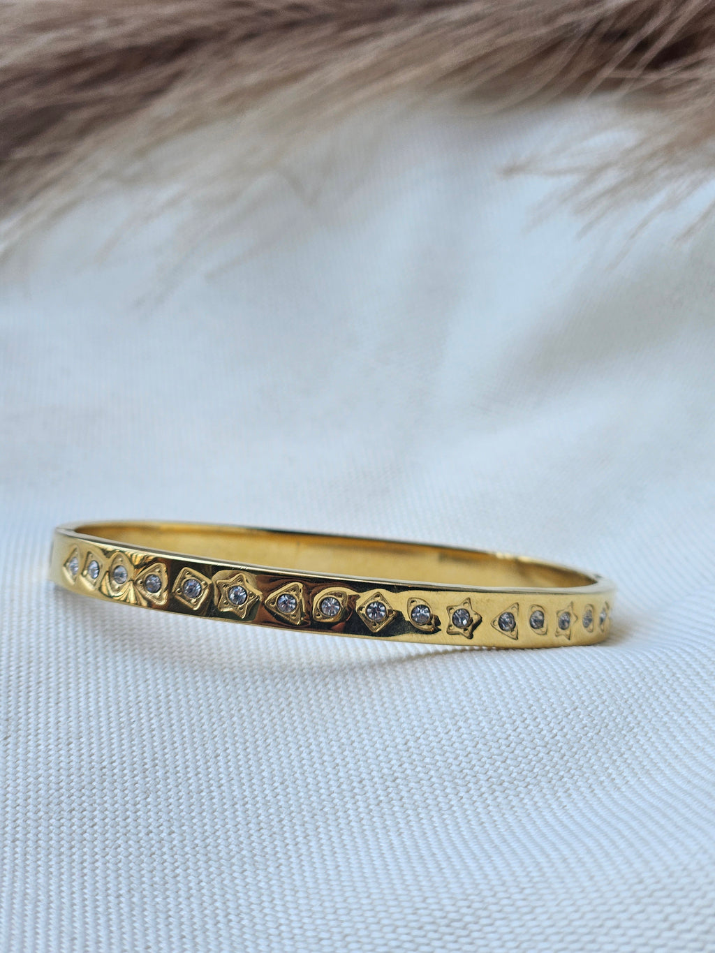 Mosaic Geometric Embedded Gold Bracelet