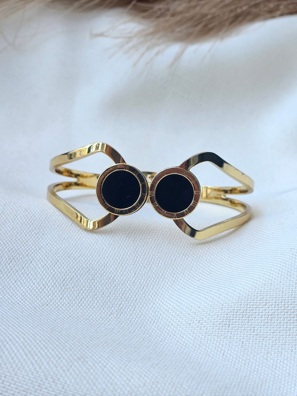 Gold Double Black Medallion Bracelet