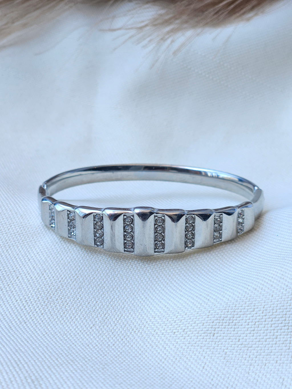 Silver Ribbed Fluted Eternity Bracelet