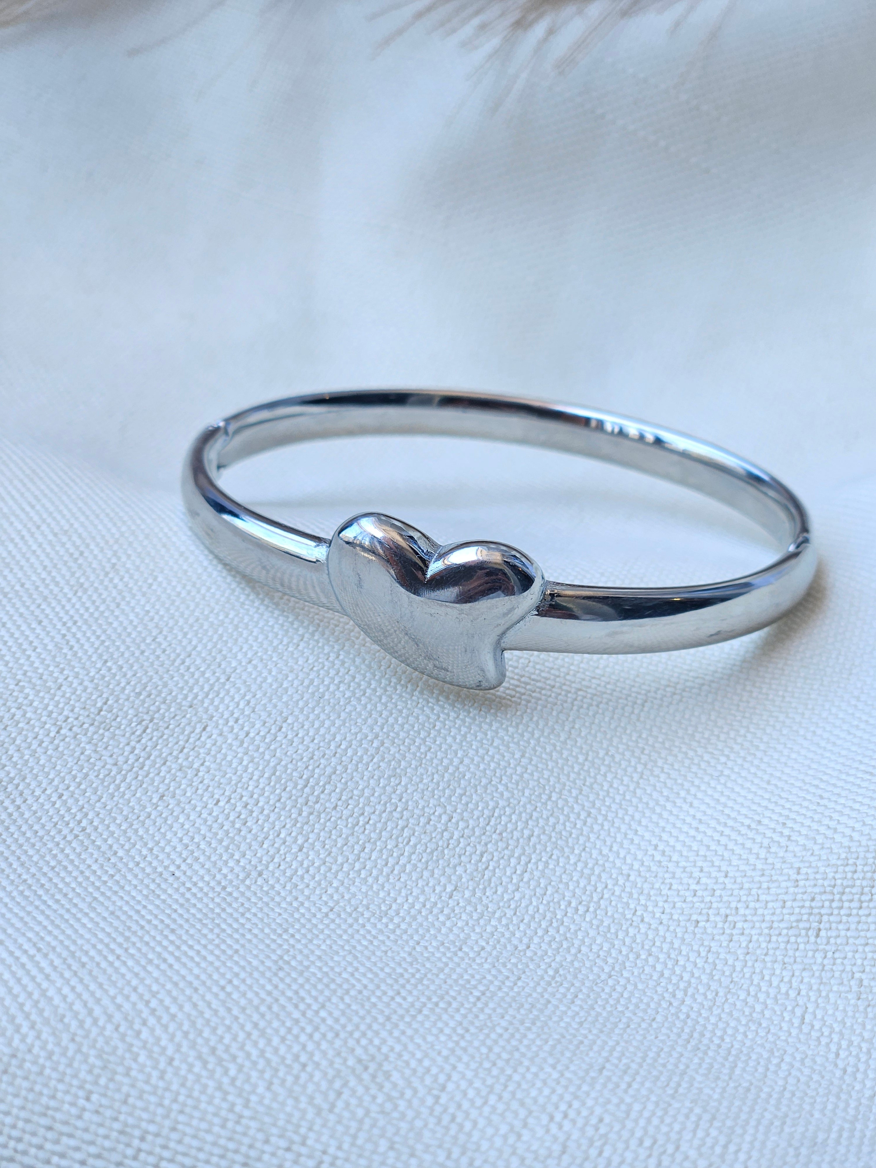 Silver Puffed Heart Bracelet
