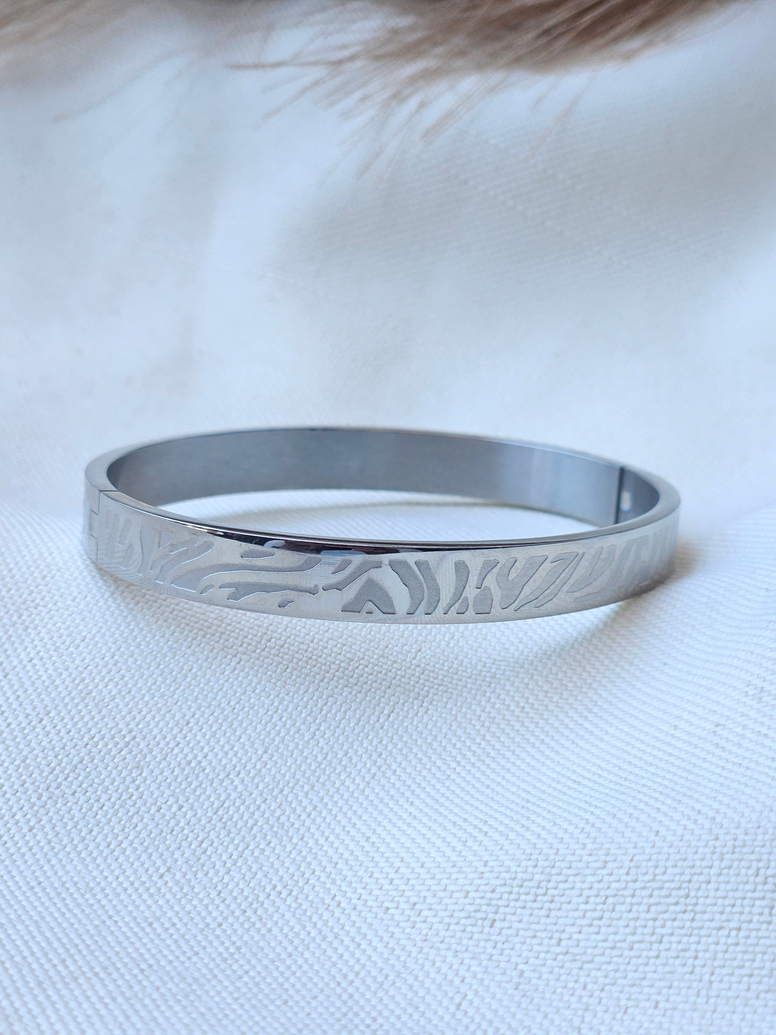 Silver Textured Safari Pattern Cuff