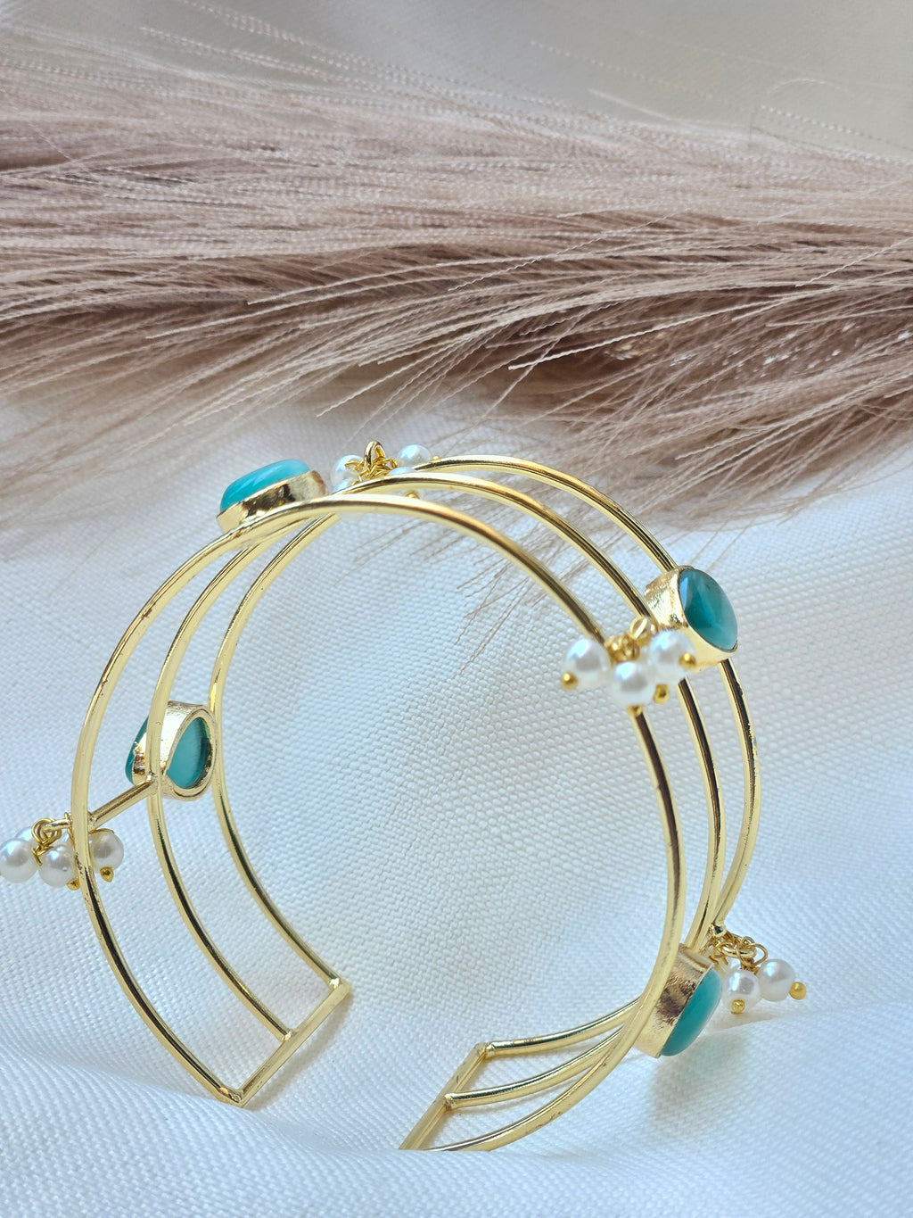 Aqua Pearl Statement Cuff
