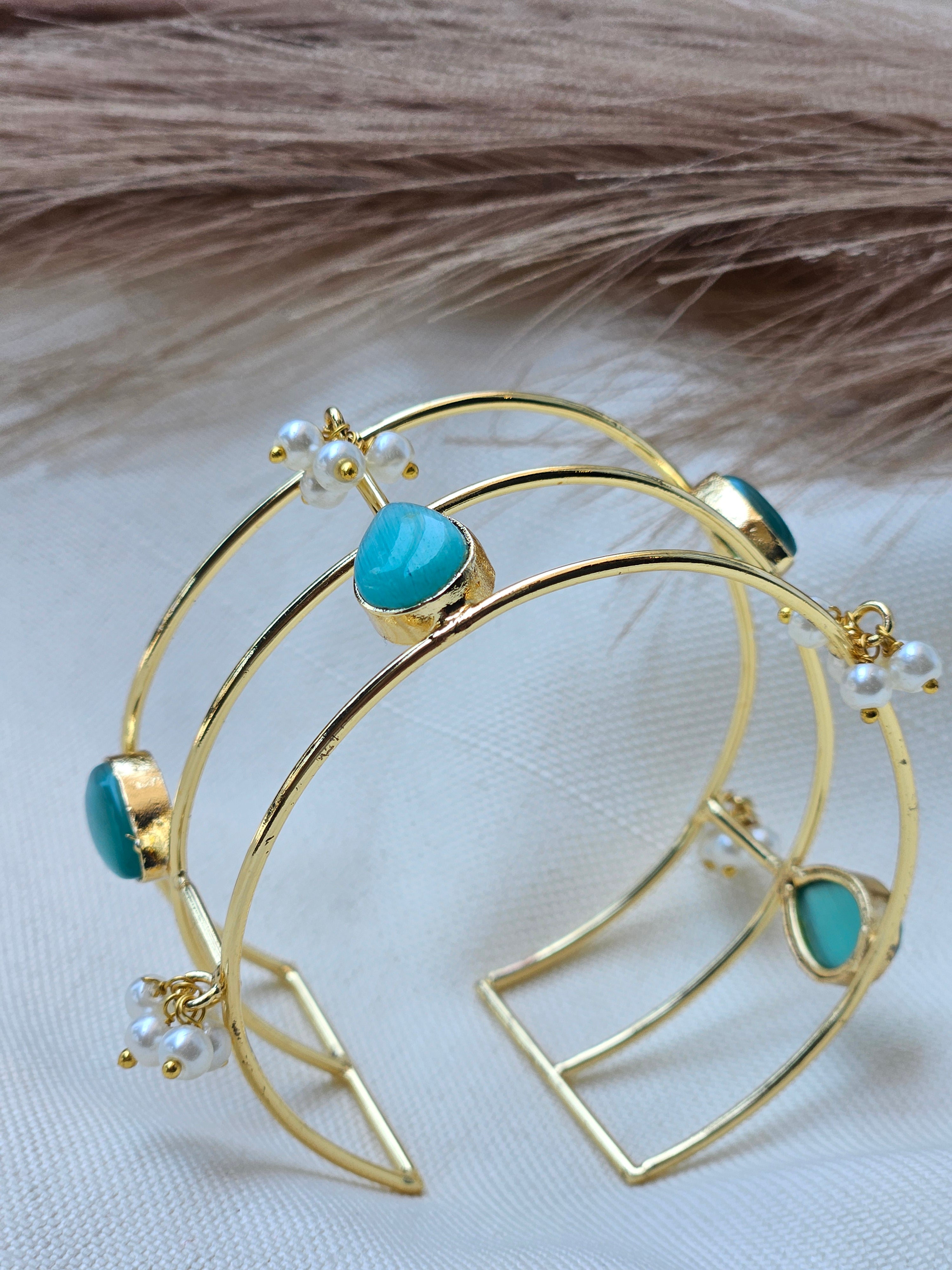 Aqua Pearl Statement Cuff