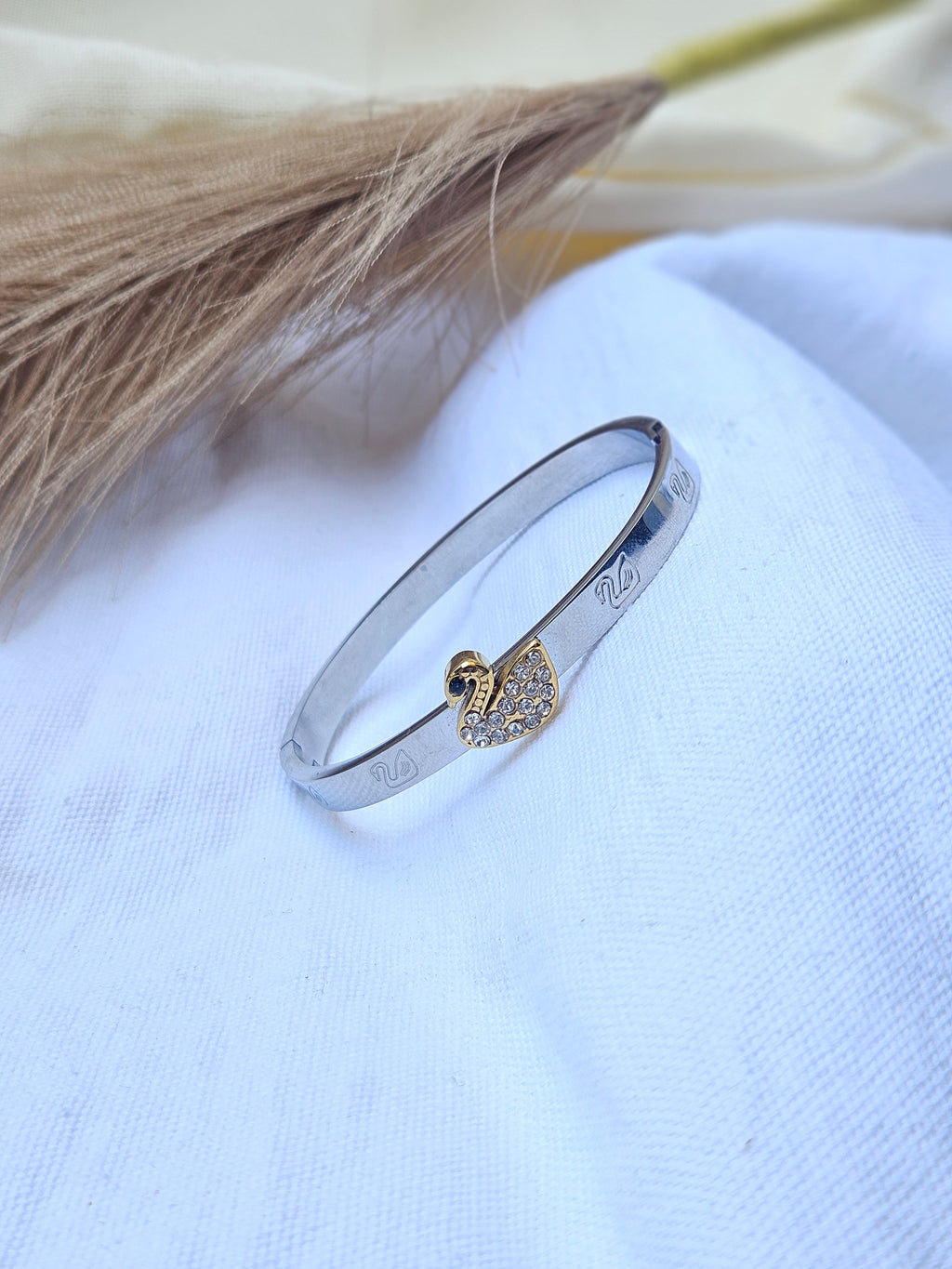 Two-Tone Gold Swan Pavé Bracelet