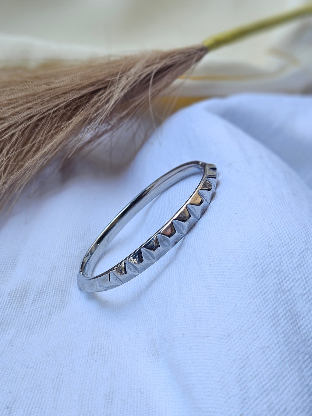 Silver Studded Relief Band Jewelry