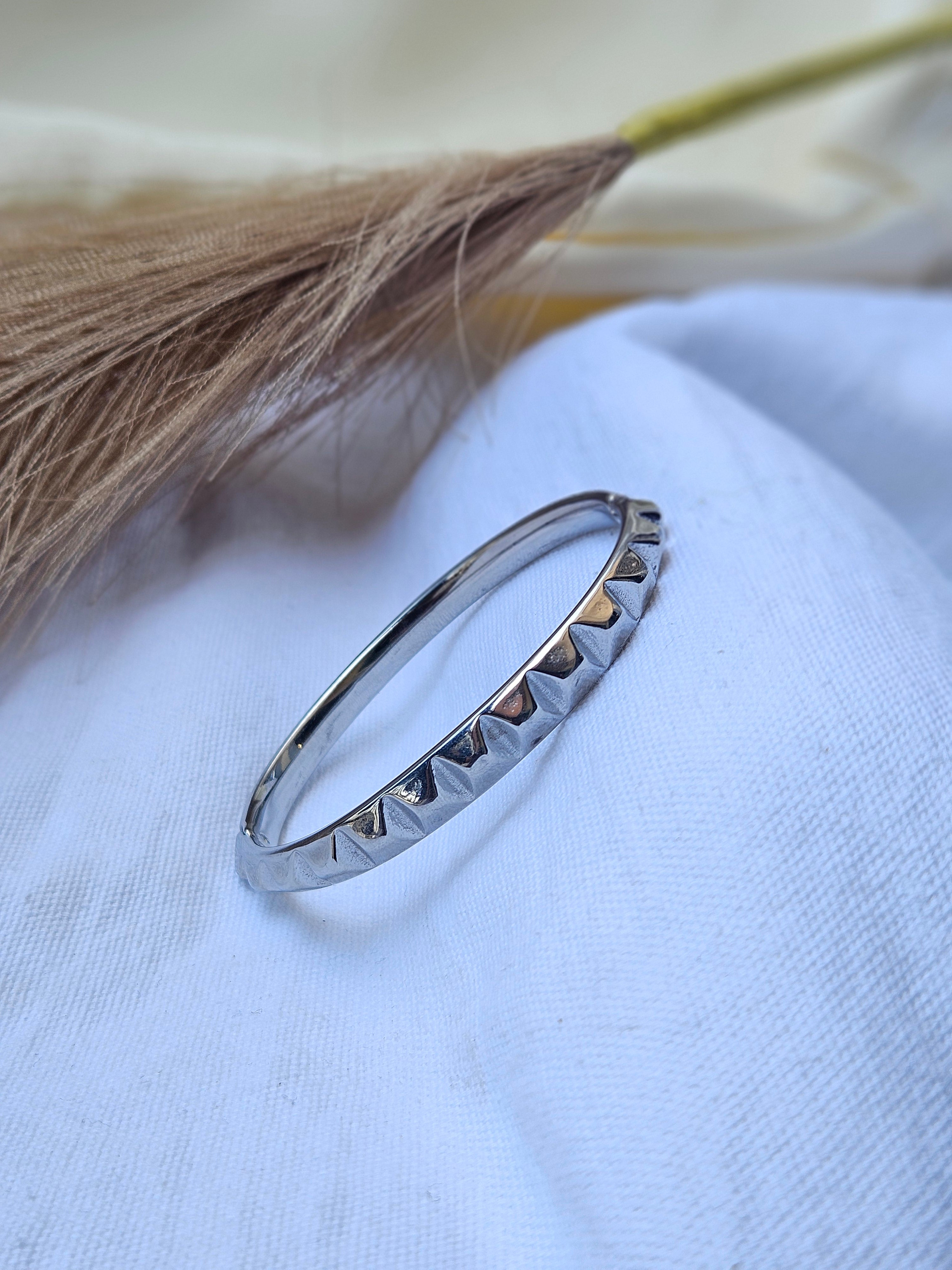 Silver Studded Relief Band Jewelry