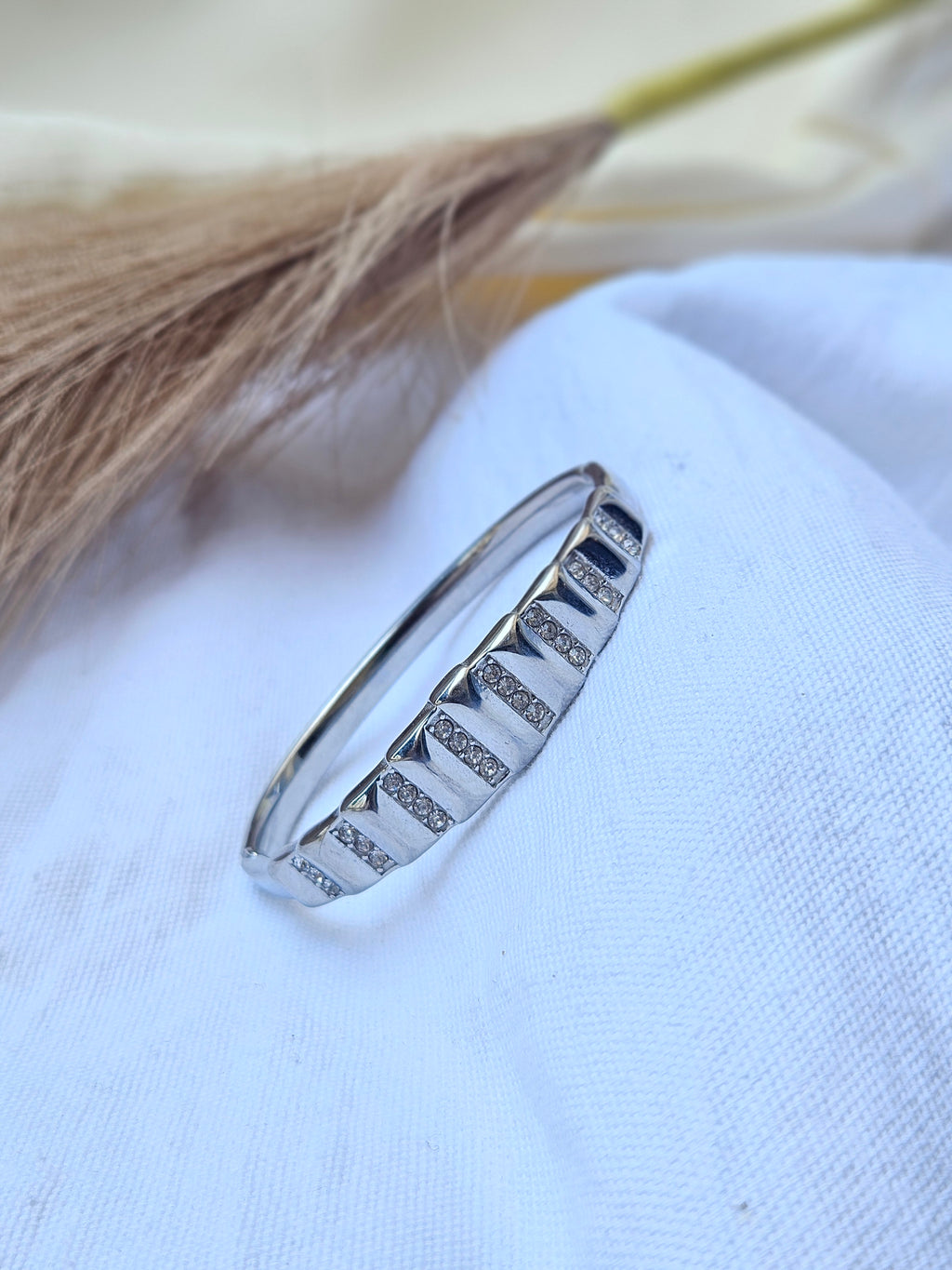 Silver Ribbed Fluted Eternity Bracelet
