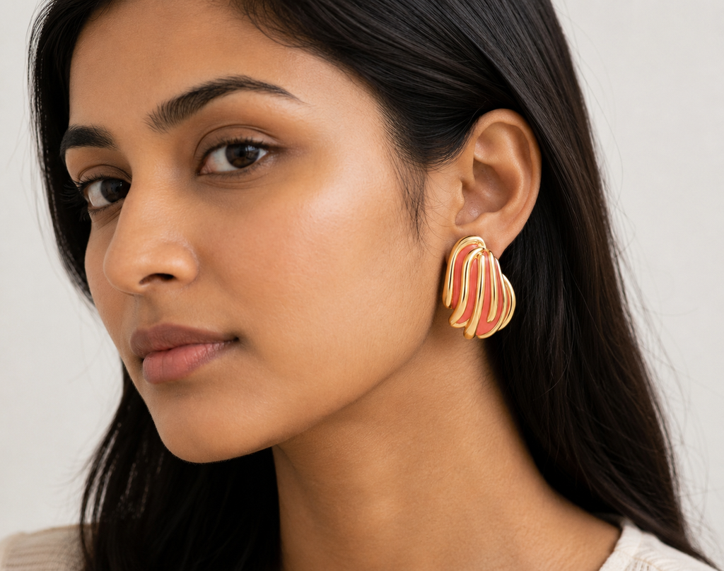 Coral Cream Swirl Studs