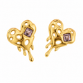 Dripping Gold Heart Earrings