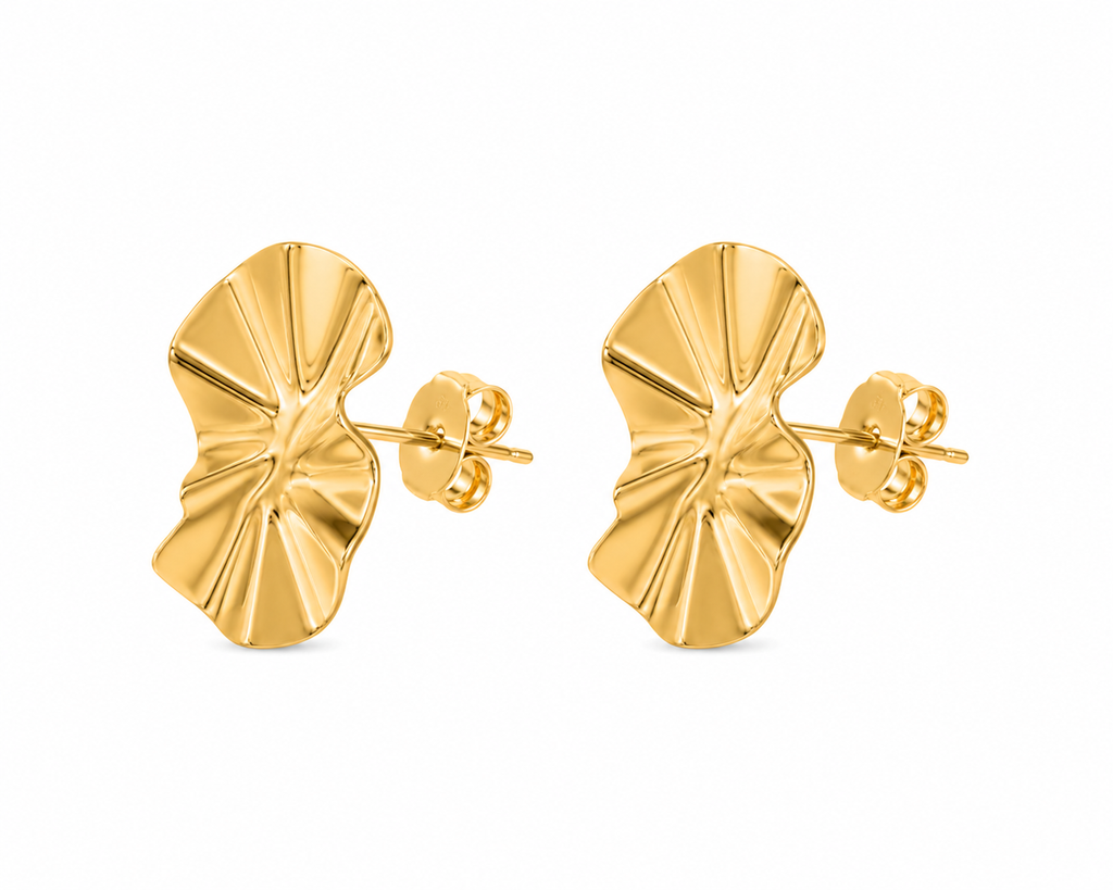 Golden Petal Stud Earrings