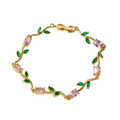 Pink Tulip Bracelet 18k Gold Plated