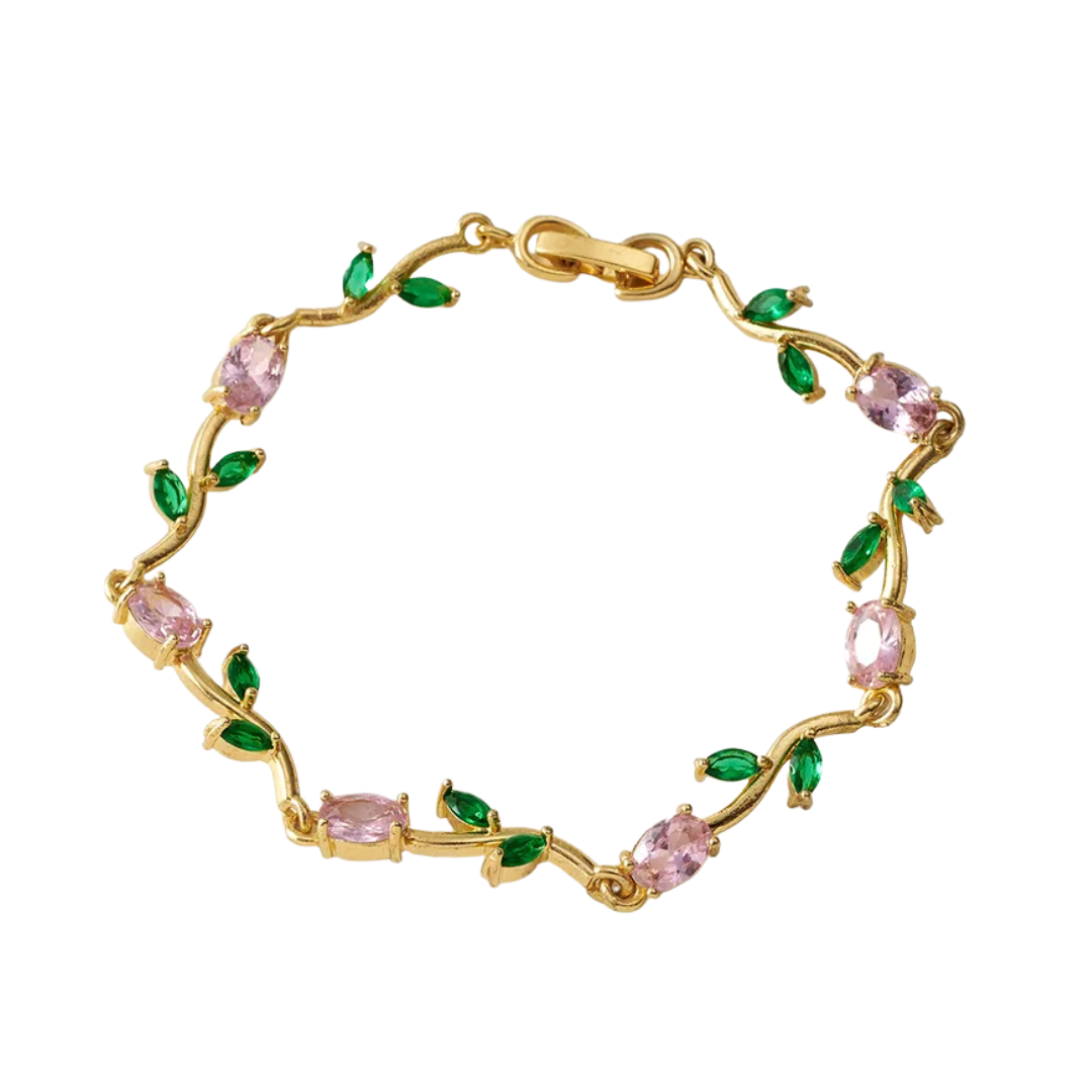 Pink Tulip Bracelet 18k Gold Plated