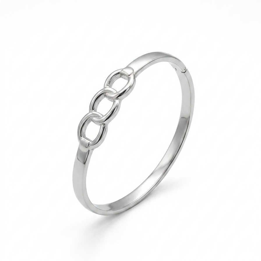 Silver Triple Chain Node Cuff Jewelry