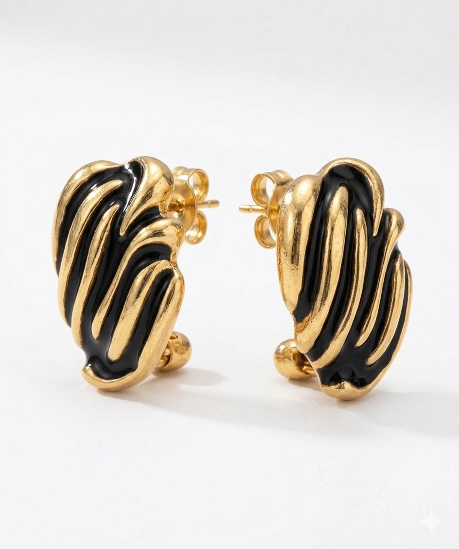 Black Velvet Wave Studs