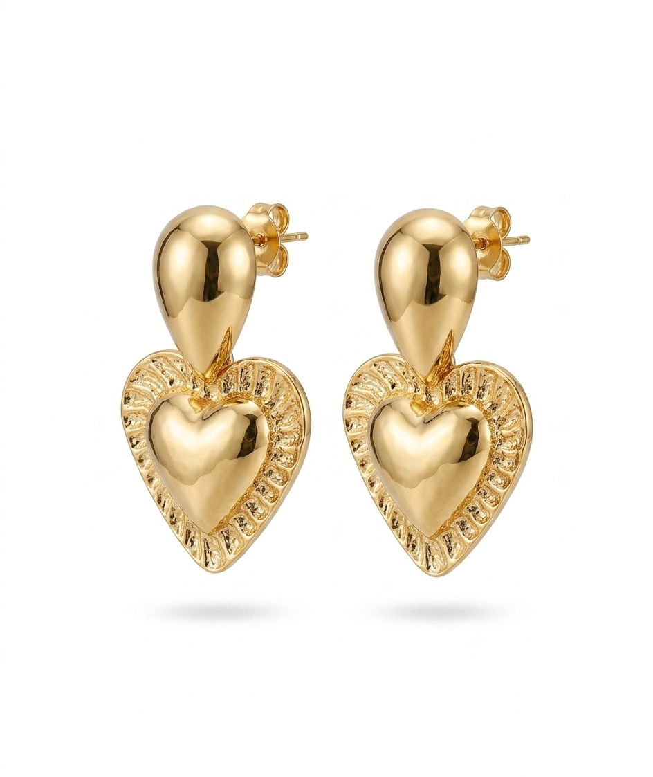 Chunky Textured Heart Statement Studs