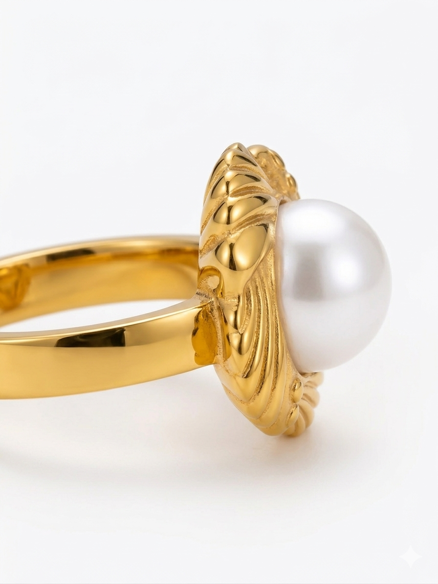Golden Tide Pearl Ring