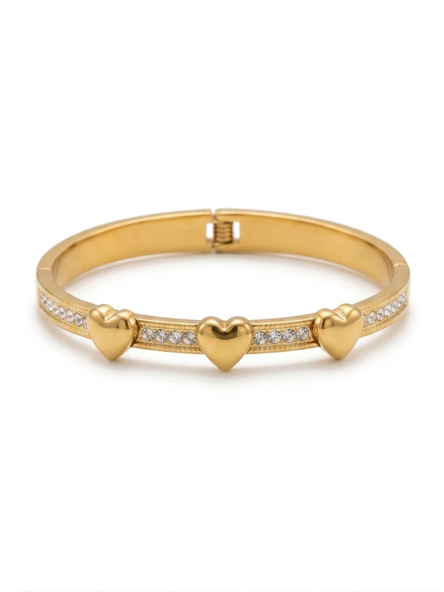 Gold Pavé Heart Bangle