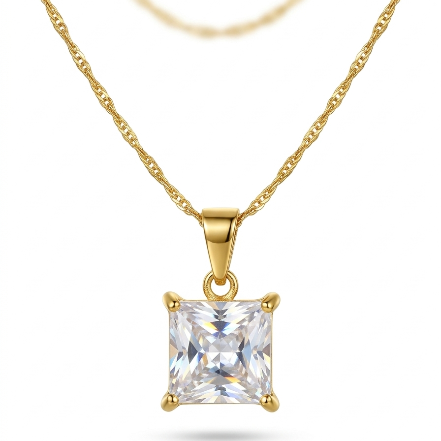 18k Gold Plated Solitaire Pendant