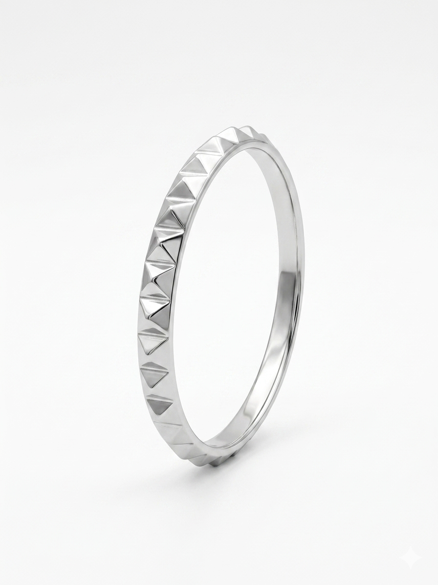 Silver Studded Relief Band Jewelry
