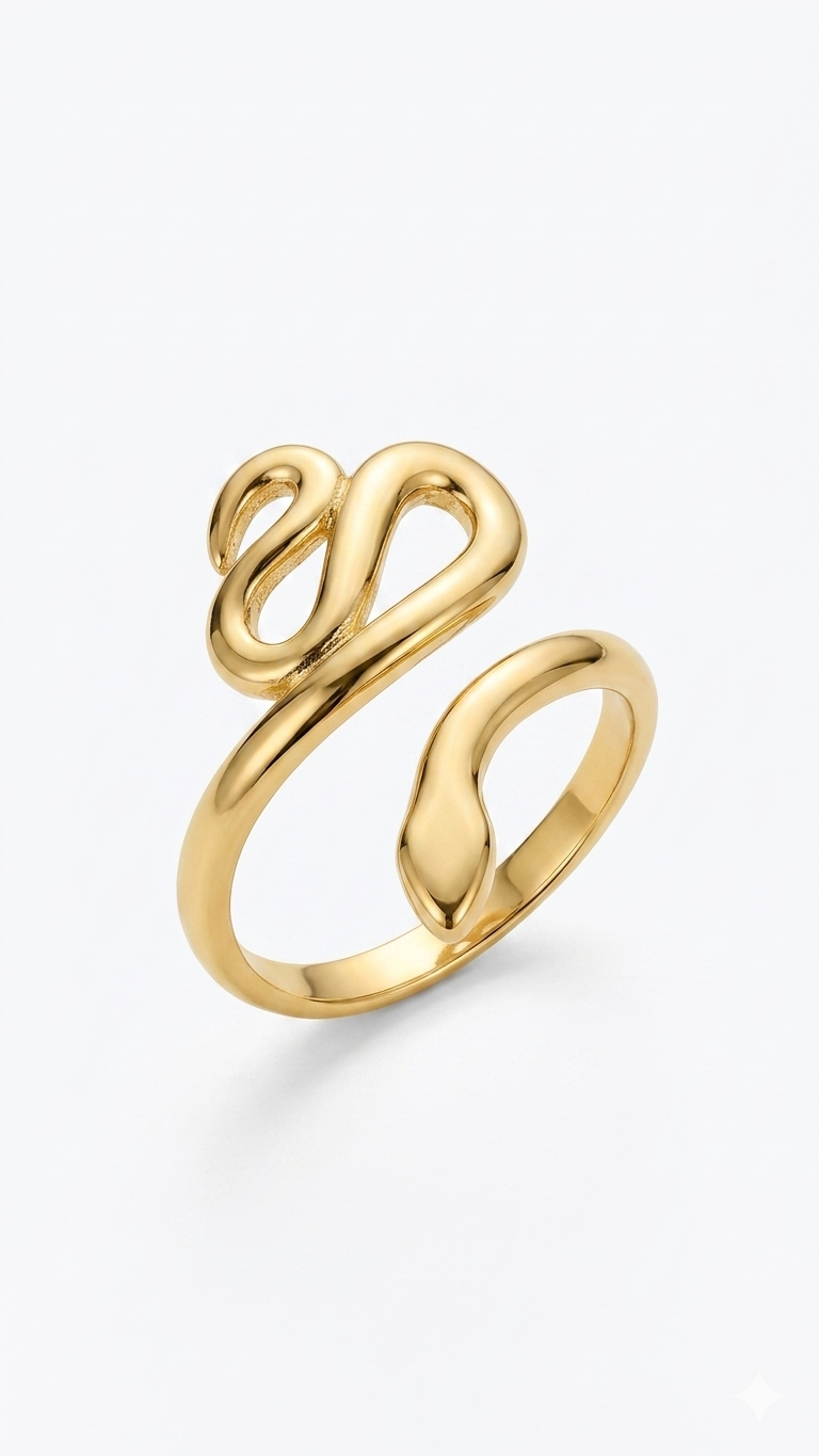 Modern Snake Design Gold Ring