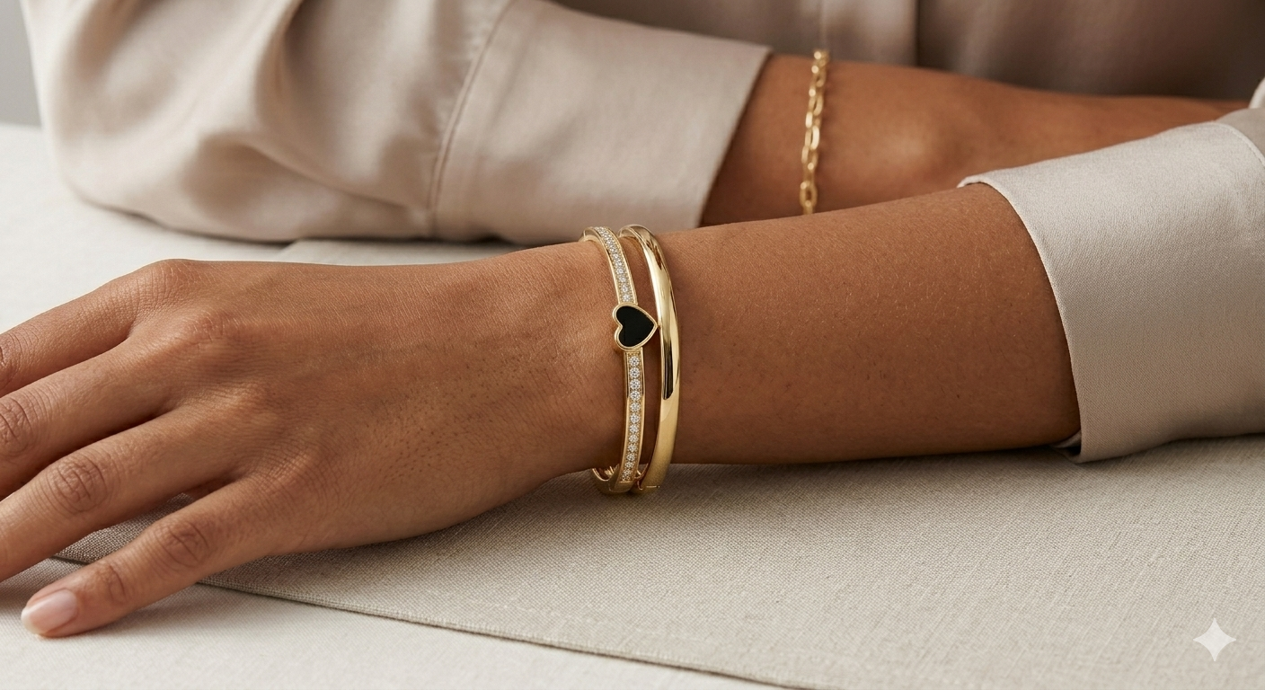 The Molten Luxe Stacked Heart Cuff