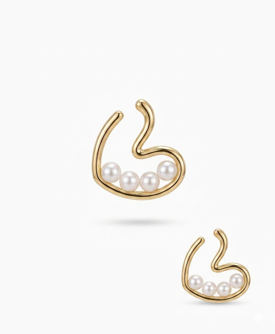 The Wave & Pearl Abstract Studs