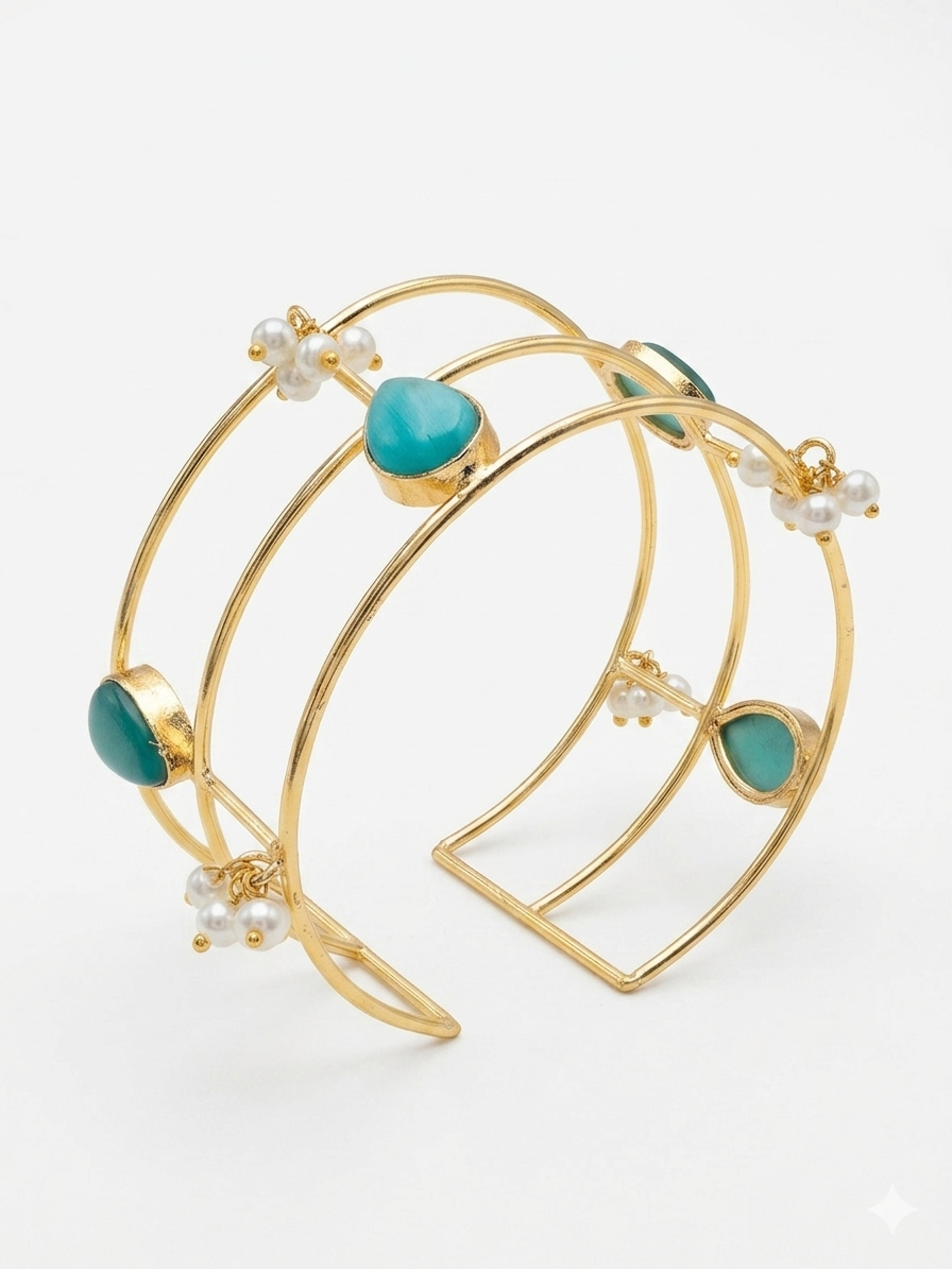 Aqua Pearl Statement Cuff