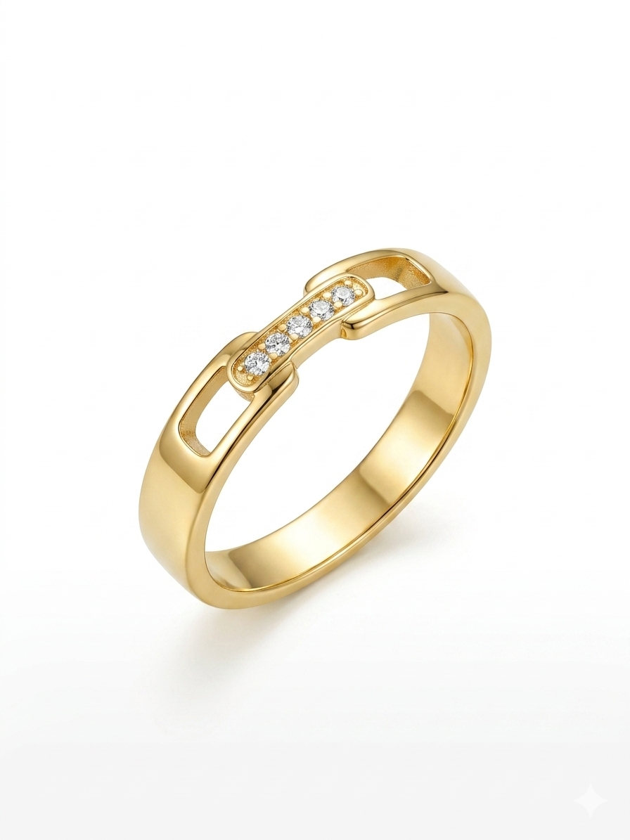 Premium Diamond Detail Gold Ring