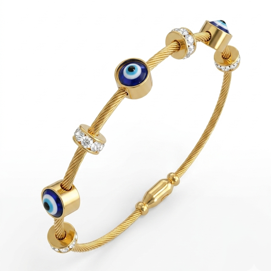 Evil Eye Zirconium Magnetic Bracelet | 18K Gold Plated