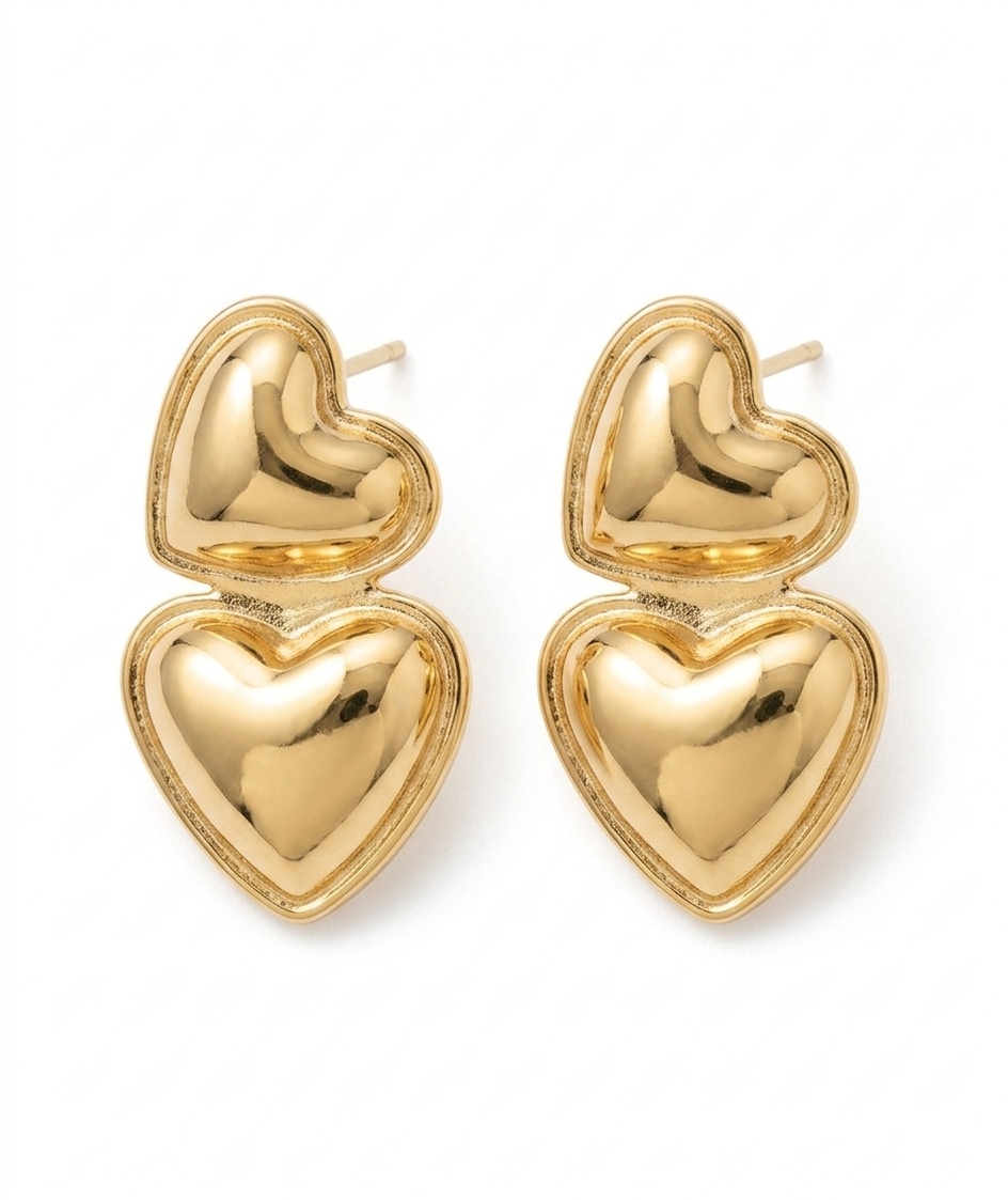 The Duo Heart Pebble Studs