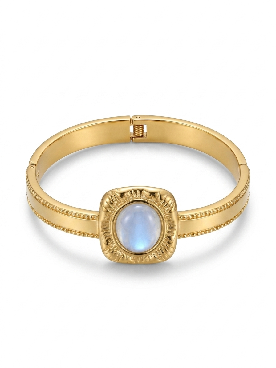 White Stone Gold Cuff Bracelet
