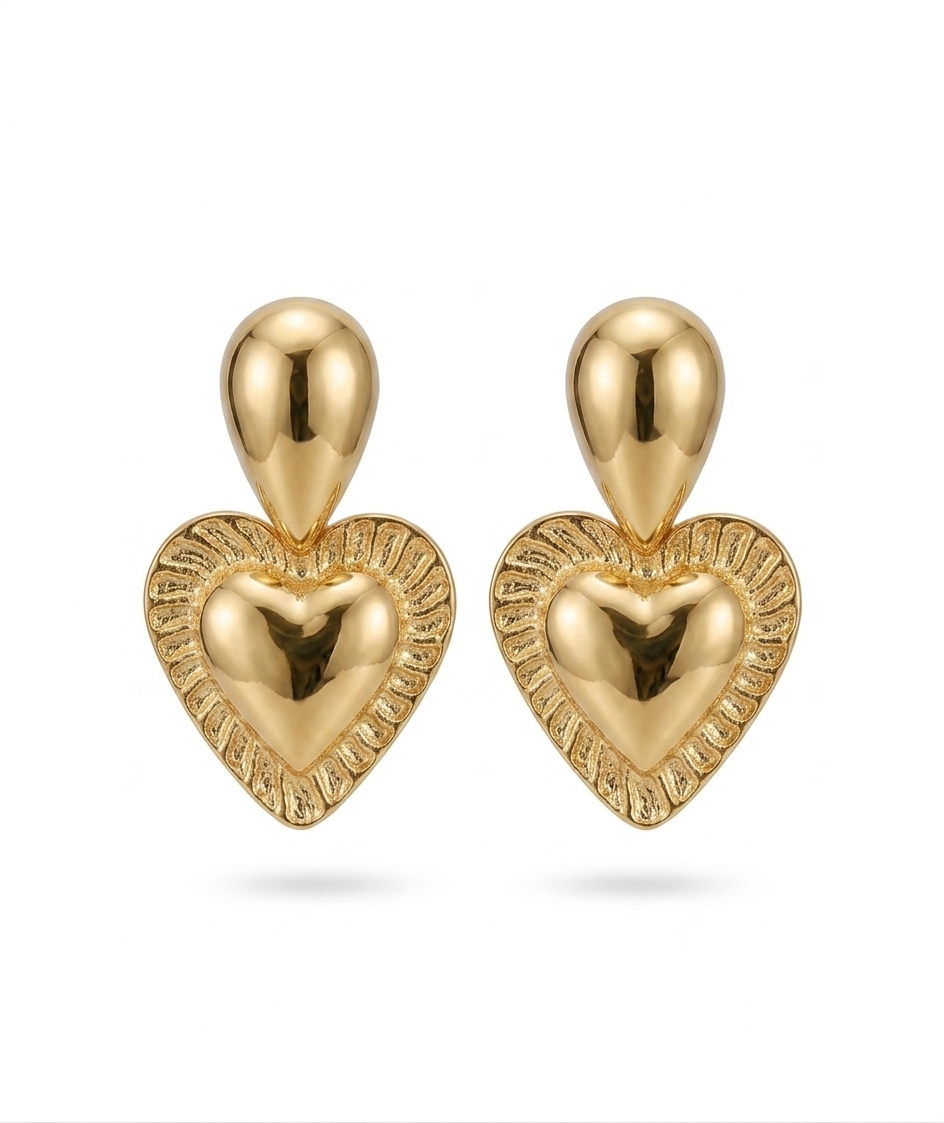 Chunky Textured Heart Statement Studs