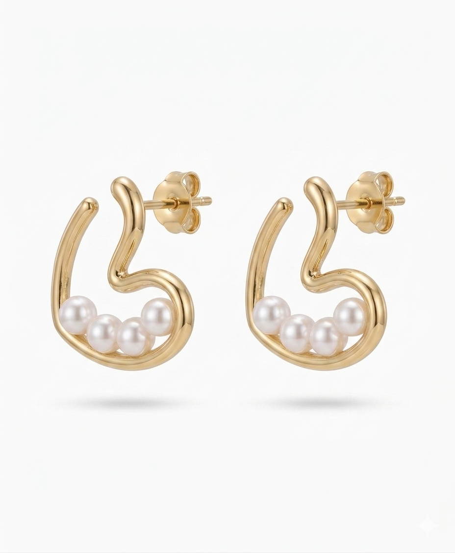 The Wave & Pearl Abstract Studs